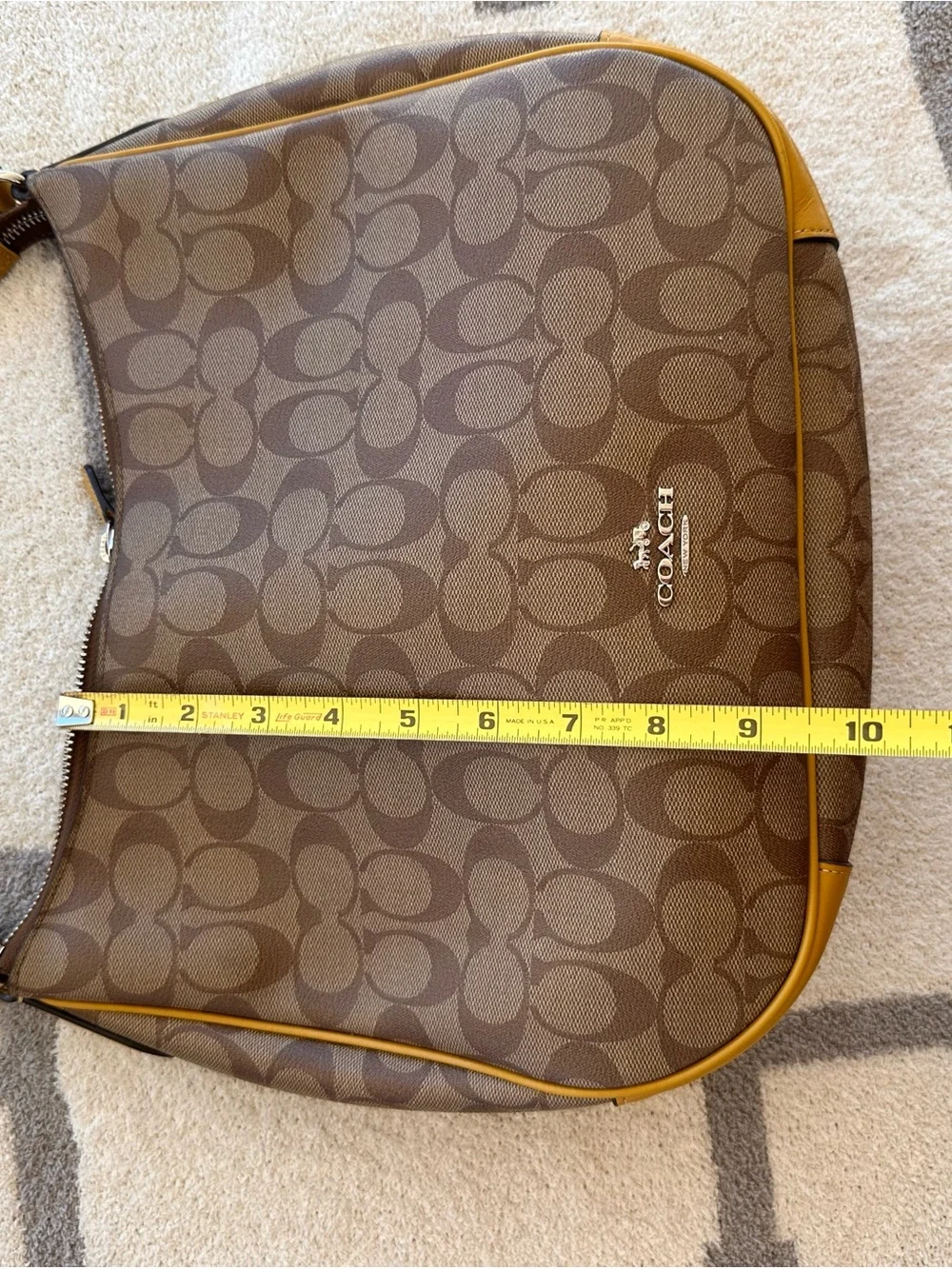 Coach Brown 2018 Laureal Hobo Bag with Yellow Trim